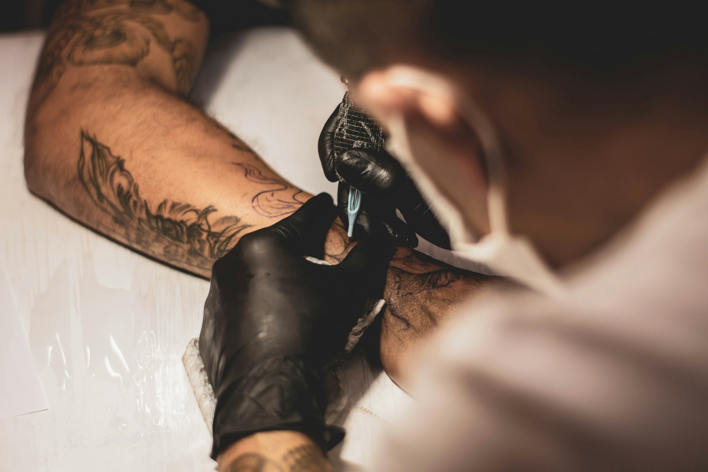 Detailed tattoo work in progress